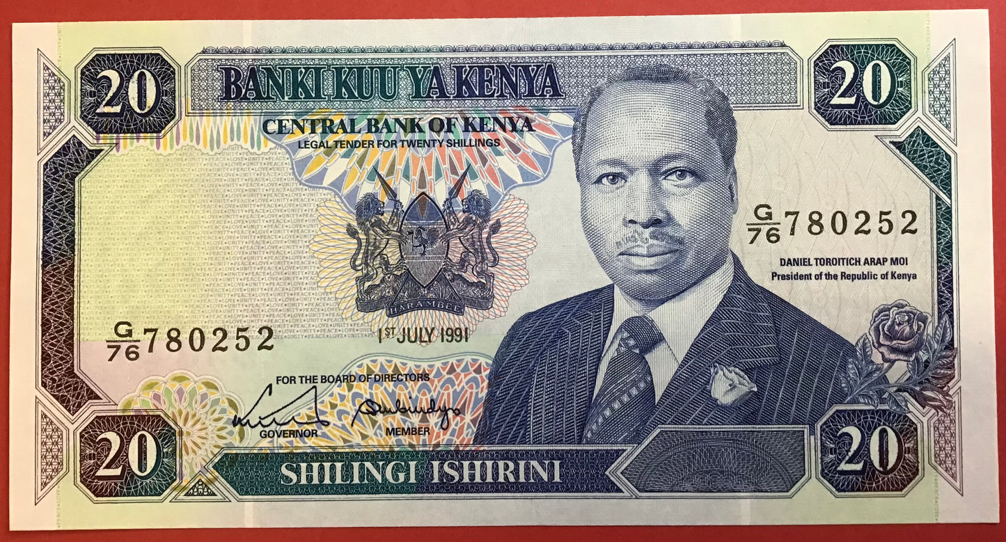 Kenya - 20 Shillings 1.7.1991 P#25d Kvalitet 0