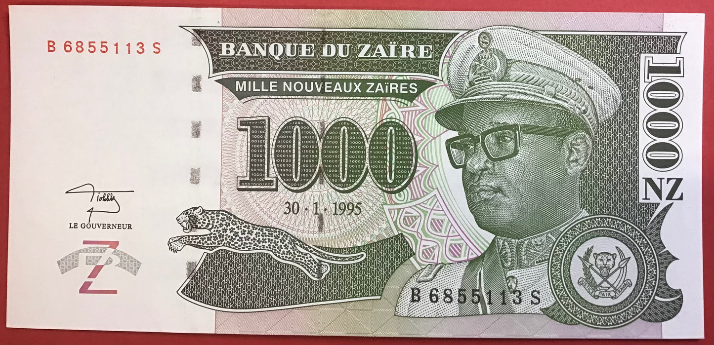 Zaïre - 1000 Nouveaux Zaïres 30.1.1995 P#66a Kvalitet 0