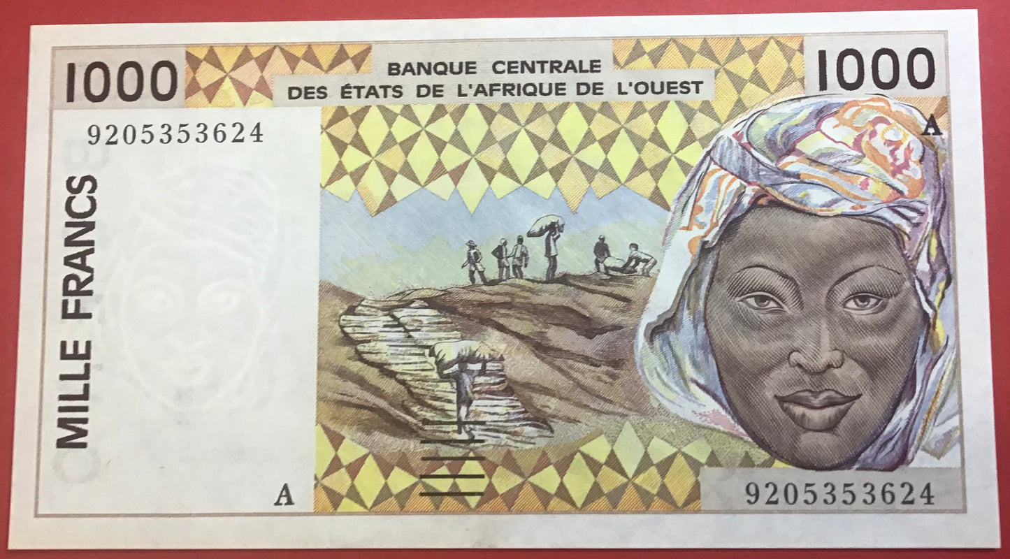 West African States/Cote D’Ivoire - 1000 Francs 1992 P#111Ab Kvalitet 0