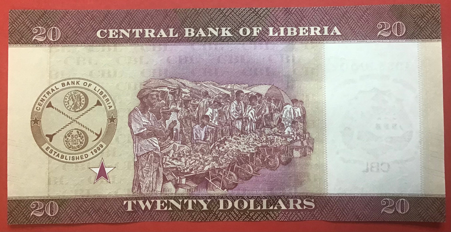 Liberia - 20 Dollars 2022 P#W39 Kvalitet 0