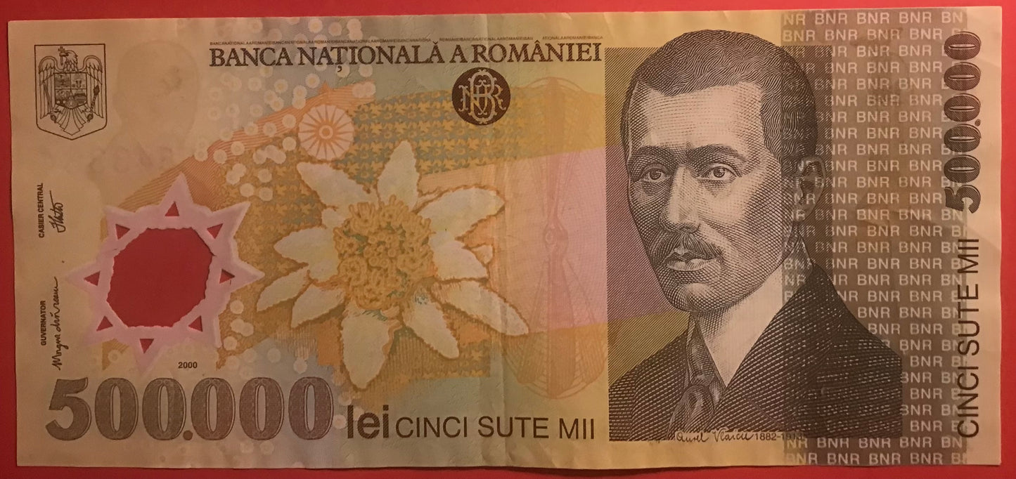 Romania - 500.000 Lei 2000 P#115b Kvalitet 1+
