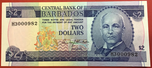 Barbados - 2 Dollars (1980) P#30a Kvalitet 0