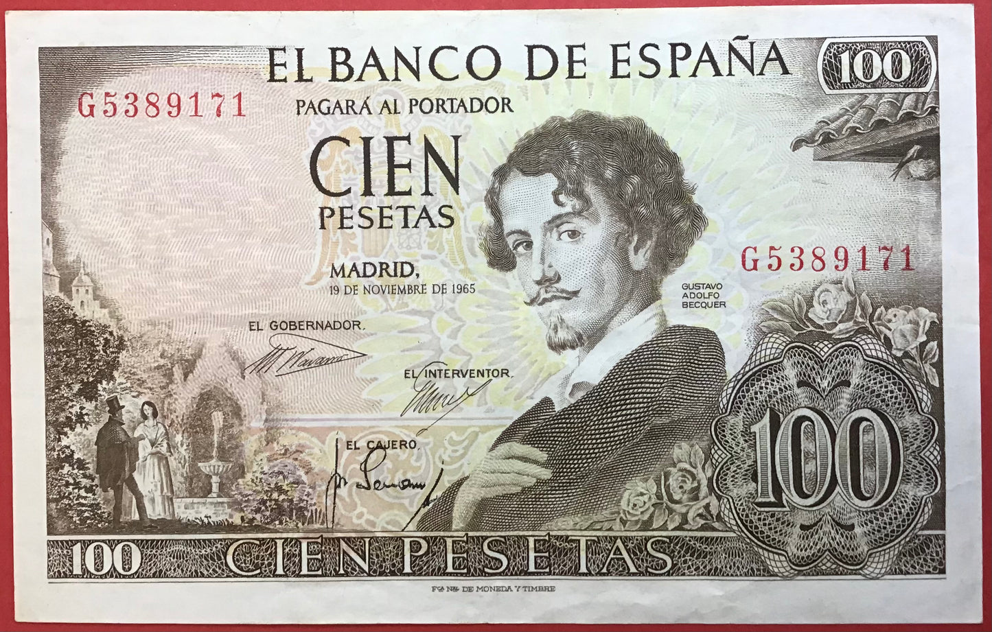 Spain - 100 Pesetas 19.11.1965 P#150 Kvalitet 1+