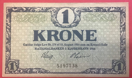 Danmark - 1 Krone 1916 (5197738) Sieg#117 Kvalitet 01