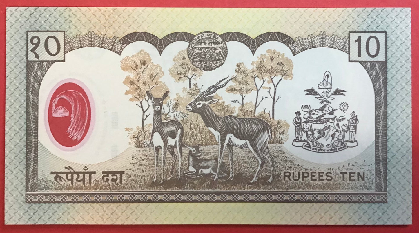 Nepal - 10 Rupees (30.9.2002) P#45 Kvalitet 0