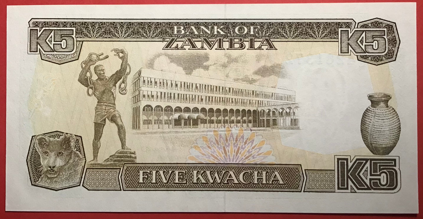 Zambia - 5 Kwacha 1989 P#30a Kvalitet 0