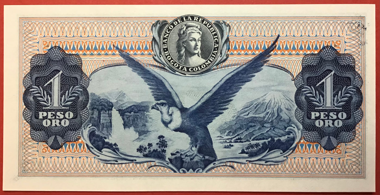 Colombia - 1 Peso Oro 7.8.1973 P#404e Kvalitet 0