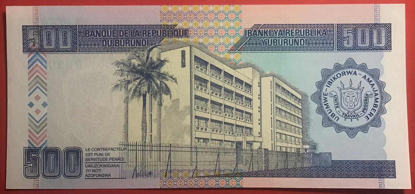 Burundi - 500 Francs 5.2.1995 P#37A Kvalitet 0