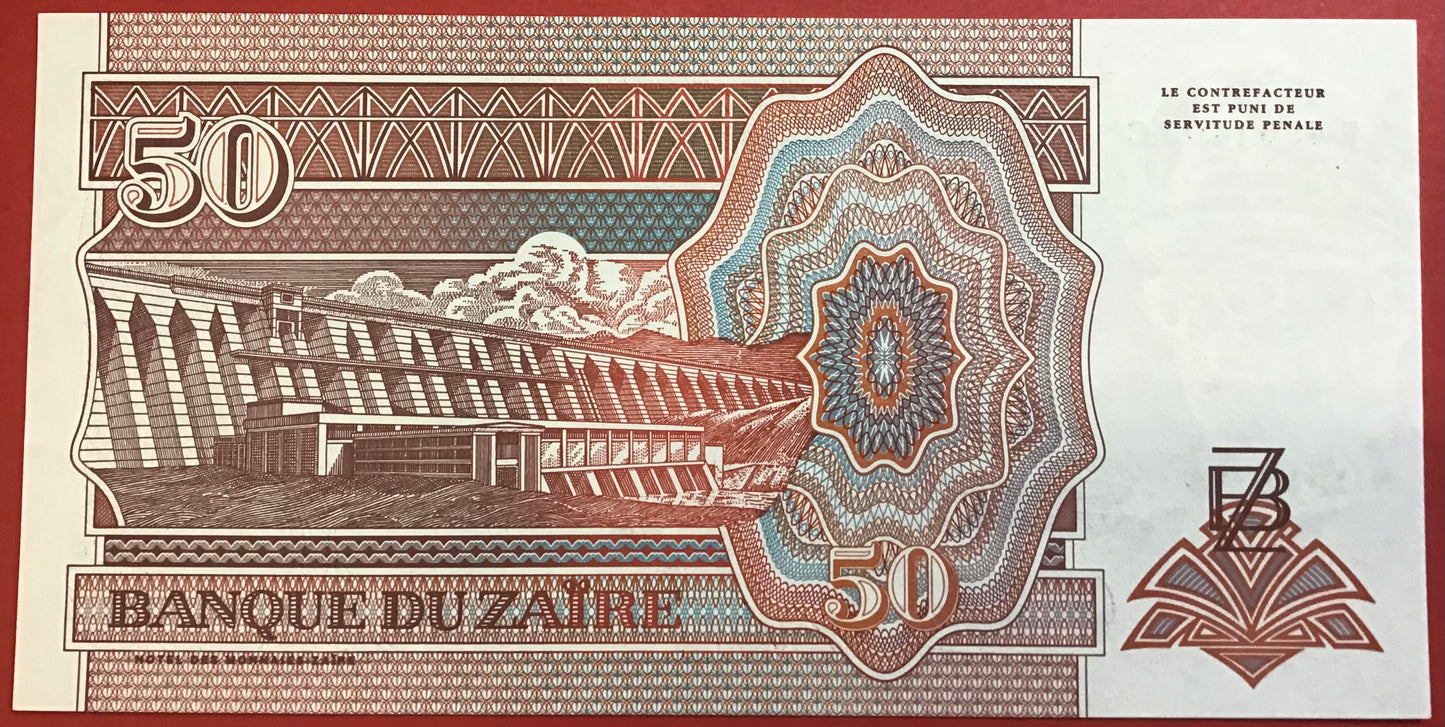 Zaïre - 50 Nouveaux Zaïres 24.6.1993 P#57 Kvalitet 0