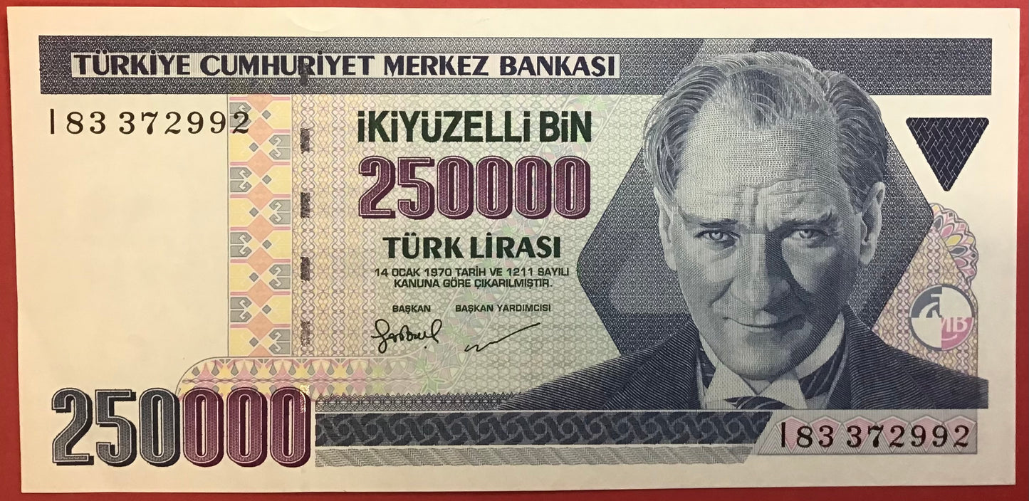Turkey - 250.000 Lira (1998) P#211 Kvalitet 01/0