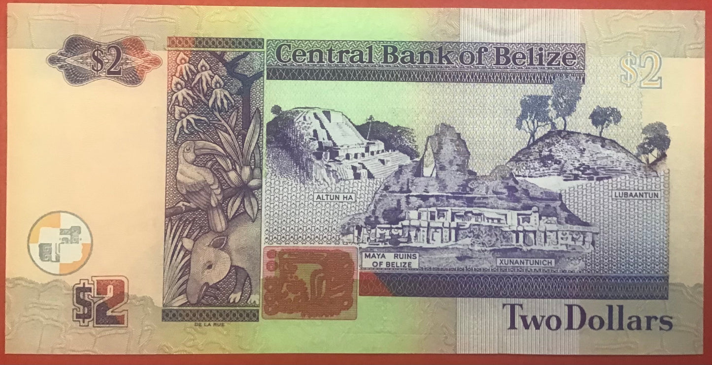 Belize - 2 Dollars 1.11.2011 P#66d Kvalitet 01/0