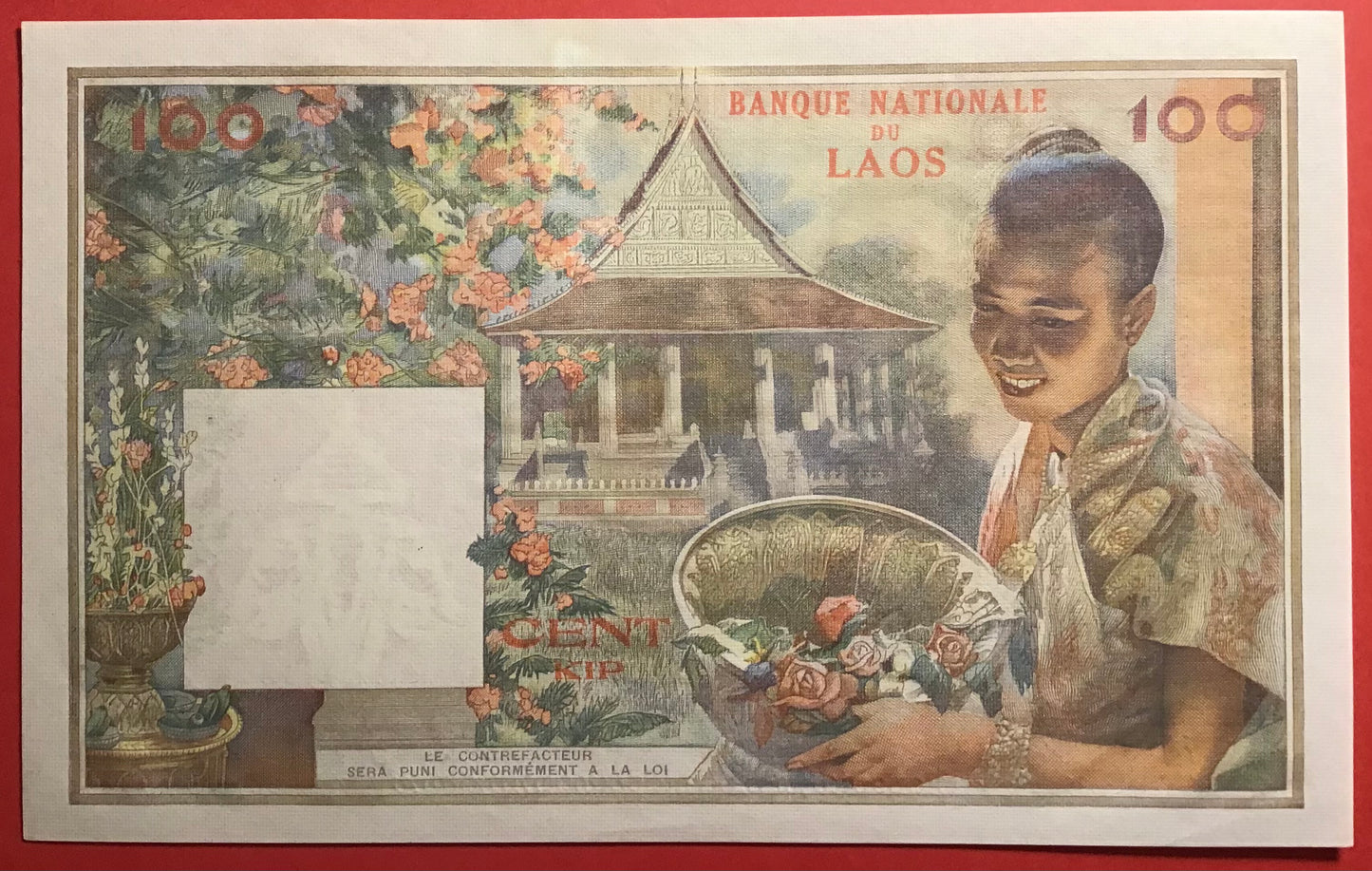 Lao - 100 Kip (1957) P#6a Kvalitet 01/0