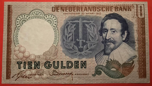 Netherlands - 10 Gulden 23.3.1953 P#85 Kvalitet 1+/01