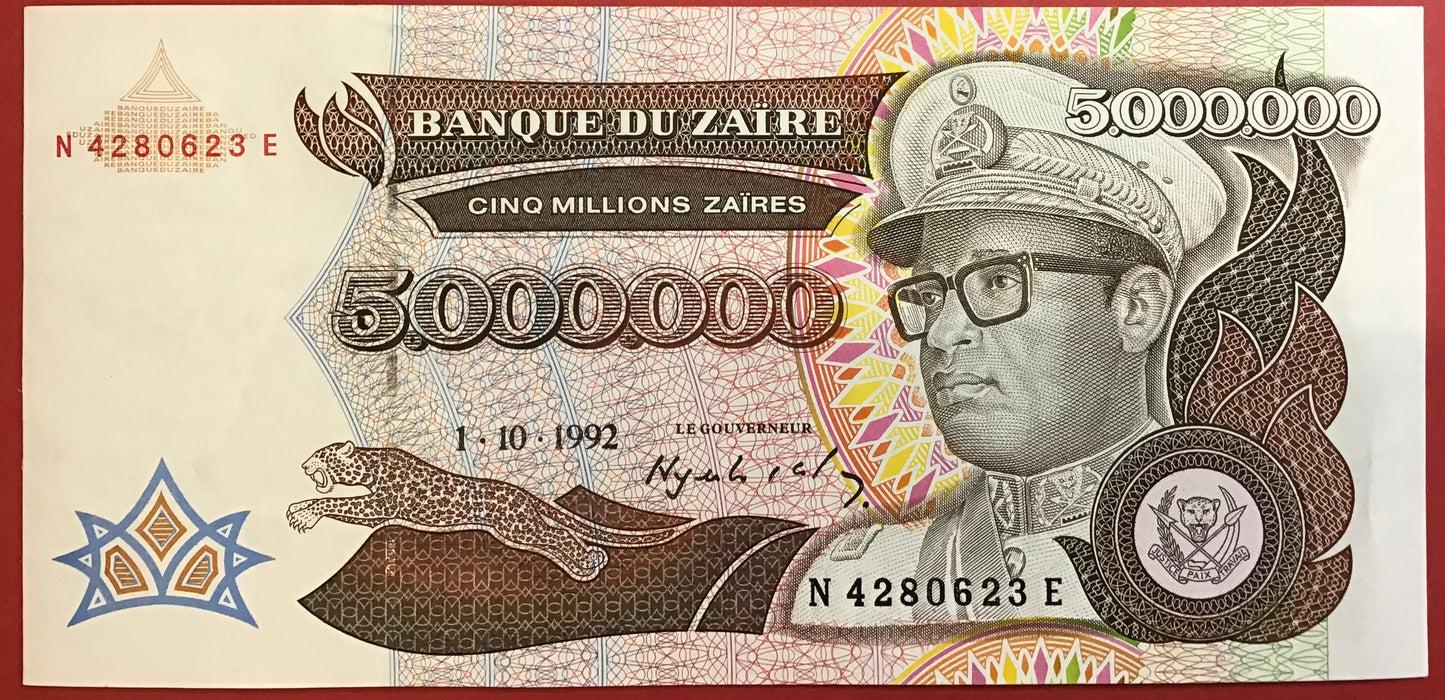 Zaïre - 5.000.000 Millions Zaïres 1.10.1992 P#46a Kvalitet 01/0
