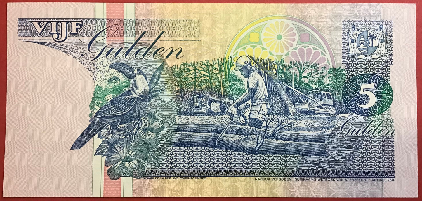 Suriname - 5 Gulden 1.12.1996 P#136b Kvalitet 0