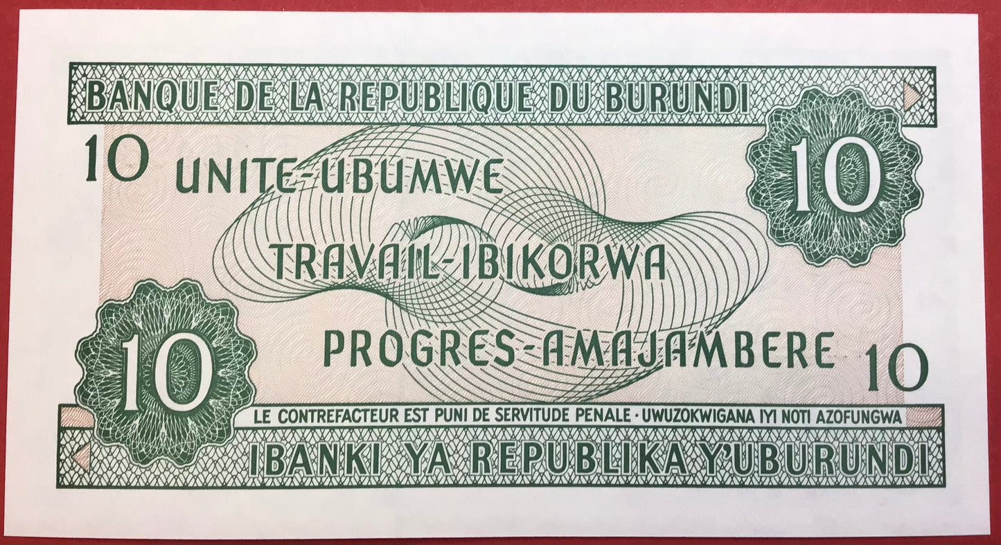 Burundi - 10 Francs 5.2.1997 P#33d Kvalitet 0
