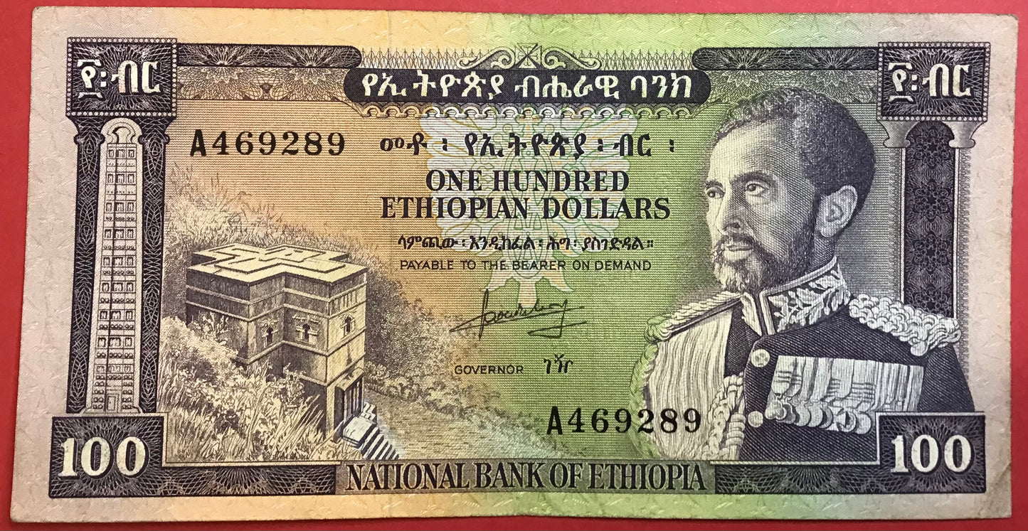 Ethiopia - 100 Ethiopian Dollars (1966) P#29a Kvalitet 1+