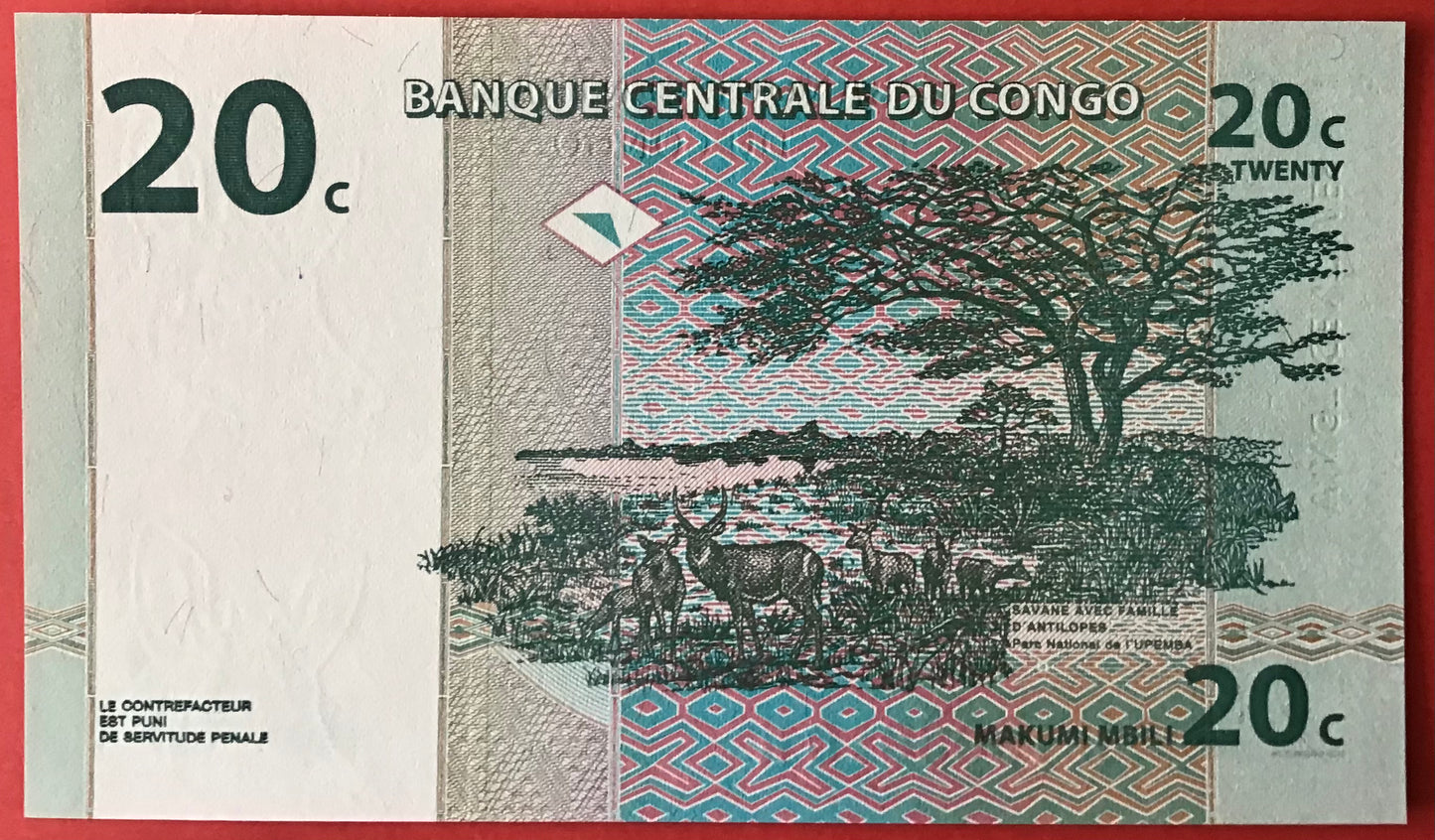 Congo Democratic Republic - 20 Centimes 1.11.1997 P#83a Kvalitet 0