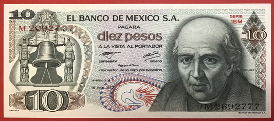 Mexico - 10 Pesos 18.2.1977 P#63i Kvalitet 0