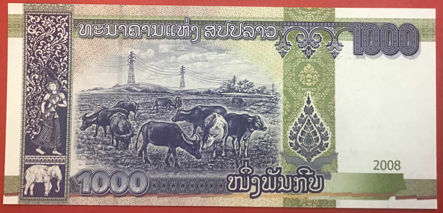 Lao - 1000 Kip 2008 P#39a Kvalitet 0