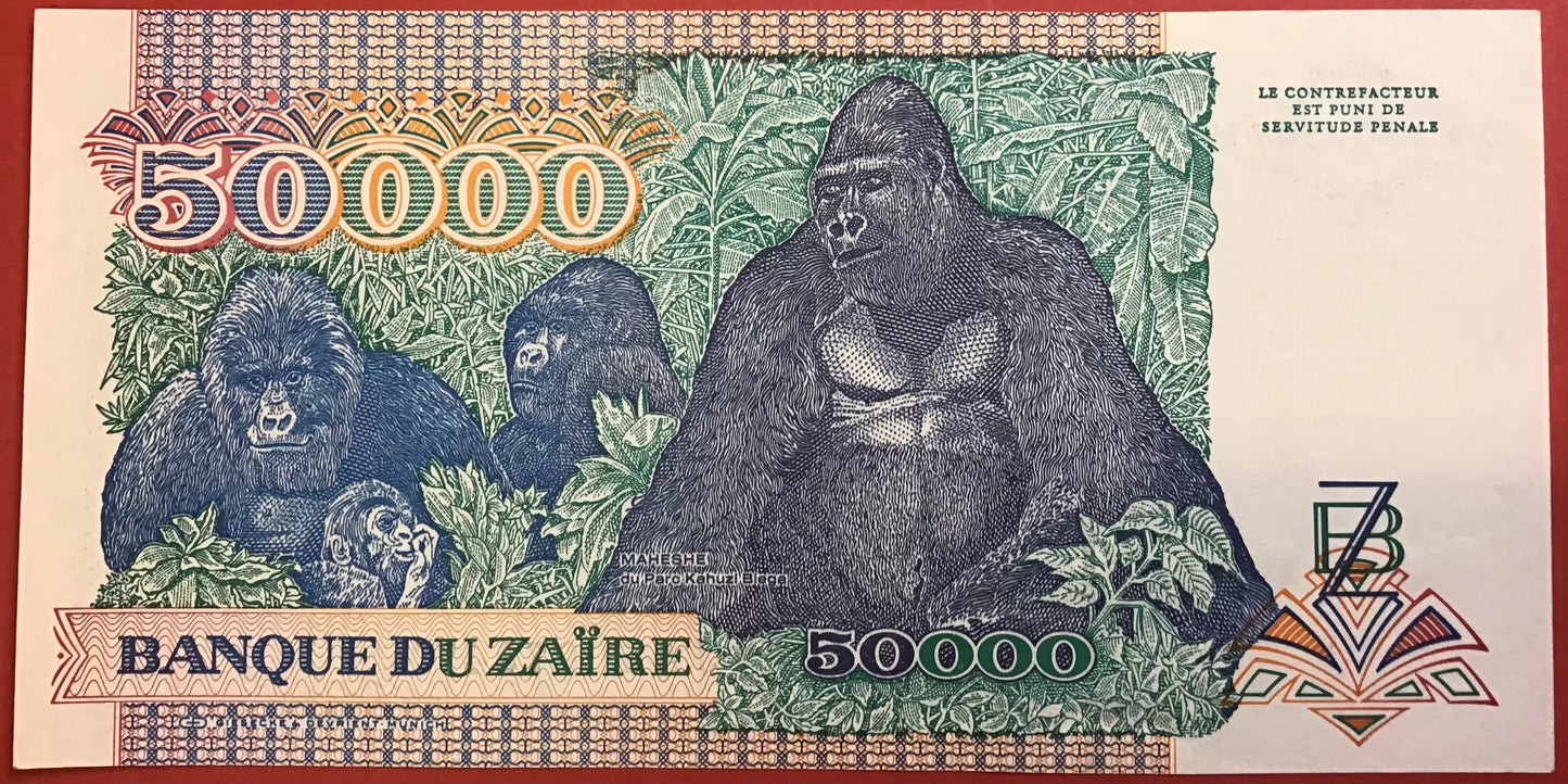 Zaïre - 50.000 Zaïres 24.4.1991 P#40a Kvalitet 0