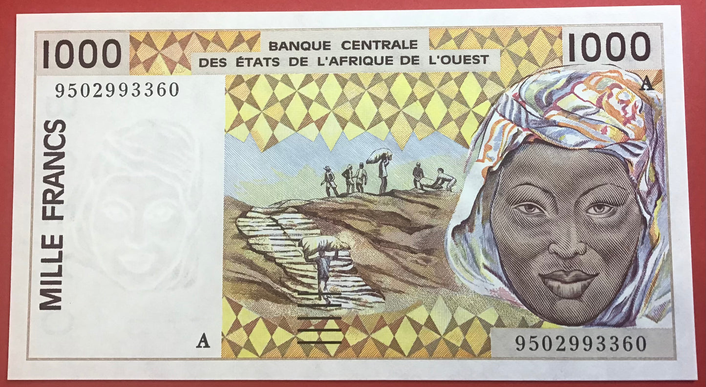 West African States/Cote D’Ivoire - 1000 Francs 1995 P#111Ae Kvalitet 0