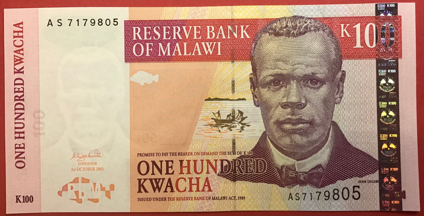Malawi - 100 Kwacha 1.10.2003 P#46c Kvalitet 0