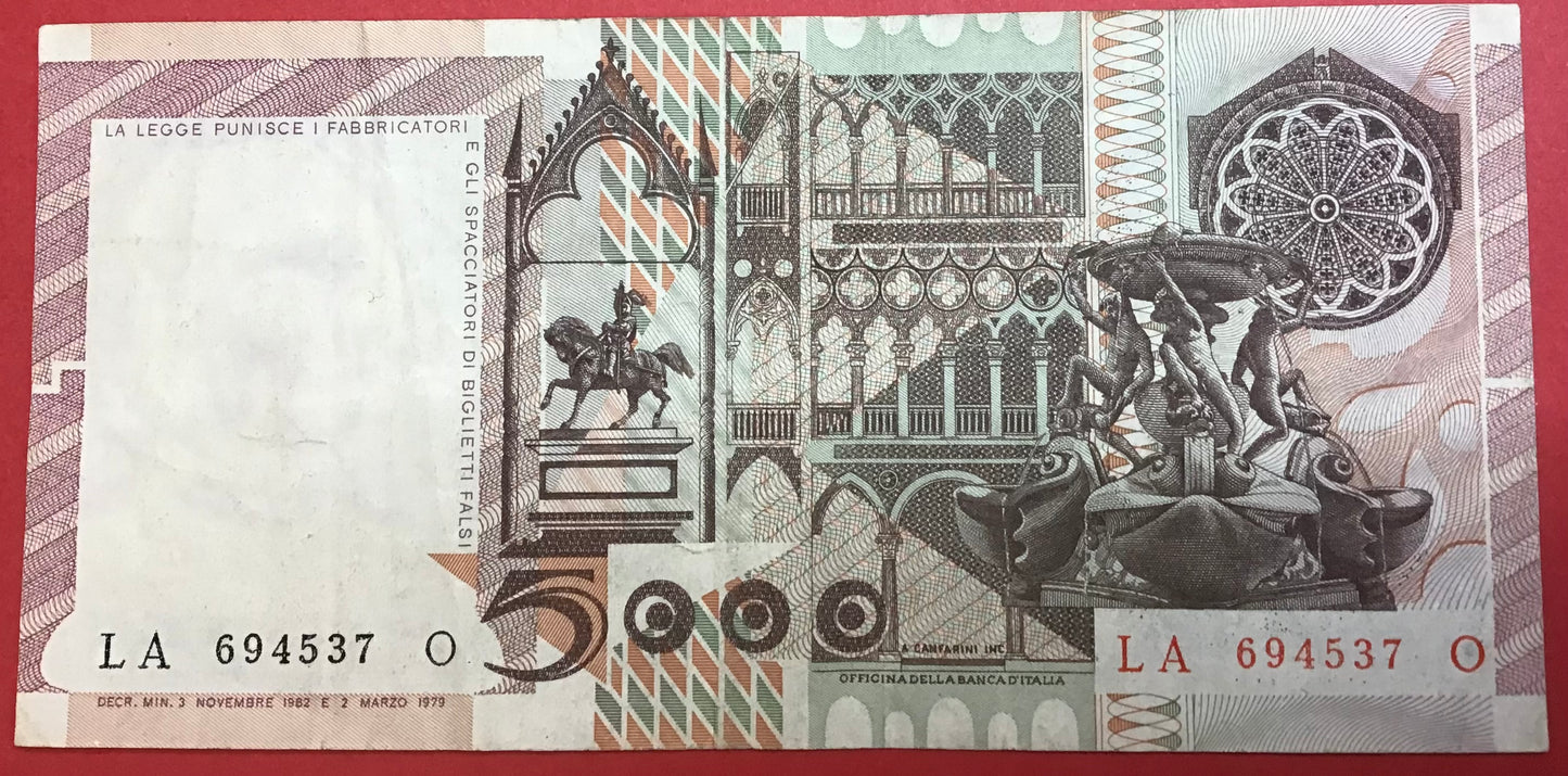 Italy - 5000 Lire 3.11.1982 P#105b Kvalitet 1+