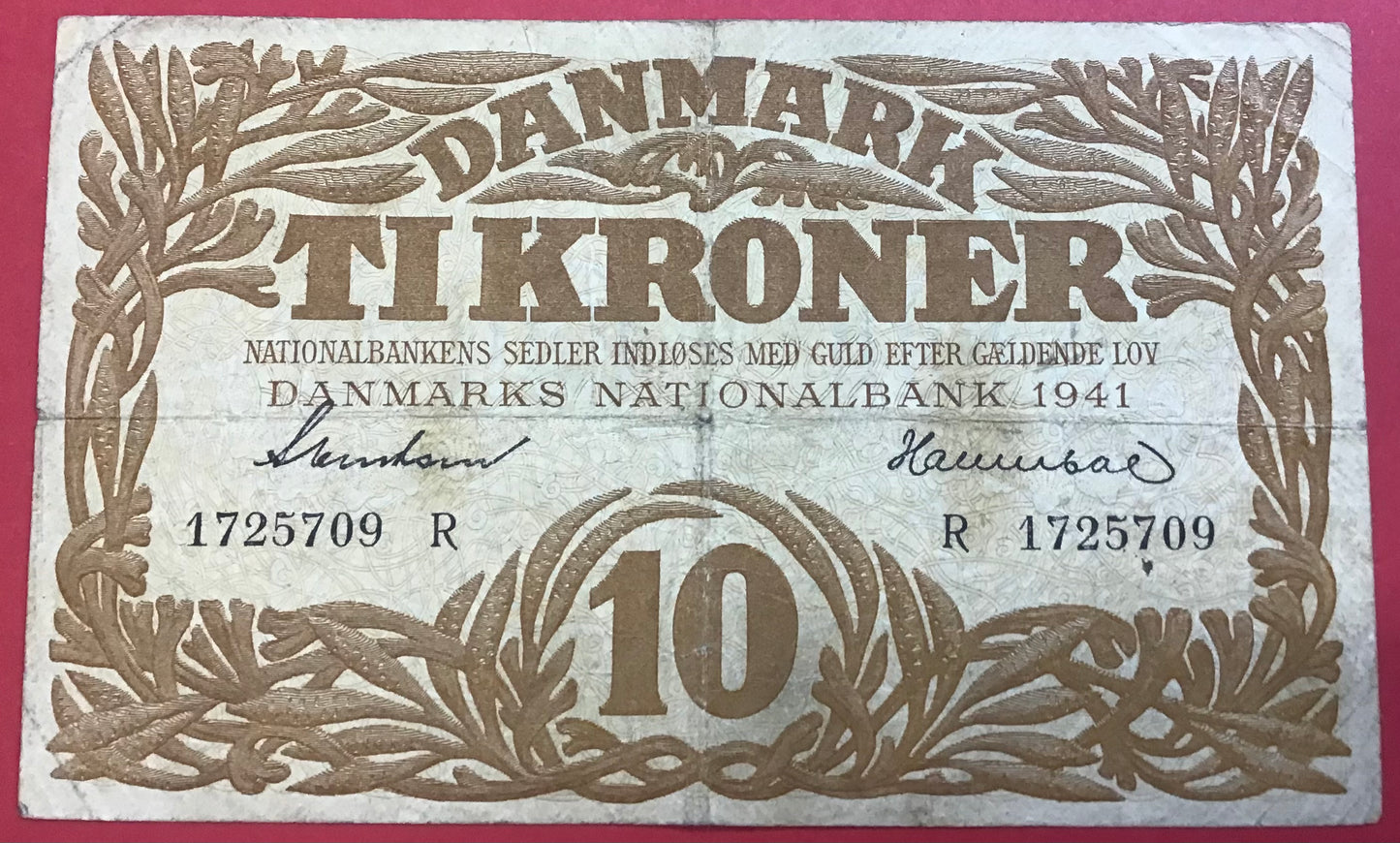 Danmark - 10 Kroner 1941 (R 1725709) Sieg#105 Kvalitet 1-/1