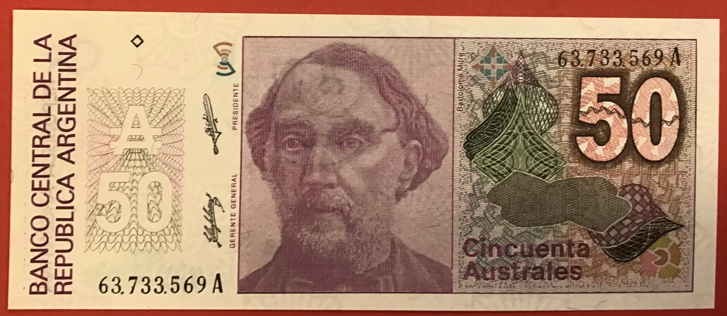 Argentina - 50 Australes (1986-89) P#326b Kvalitet 0