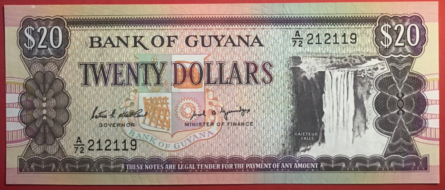 Guyana - 20 Dollars (1989) P#24d Kvalitet 0