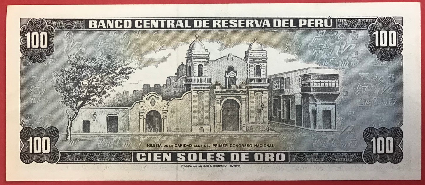 Peru - 100 Soles de Oro 2.10.1975 P#108Kvalitet 1+/01