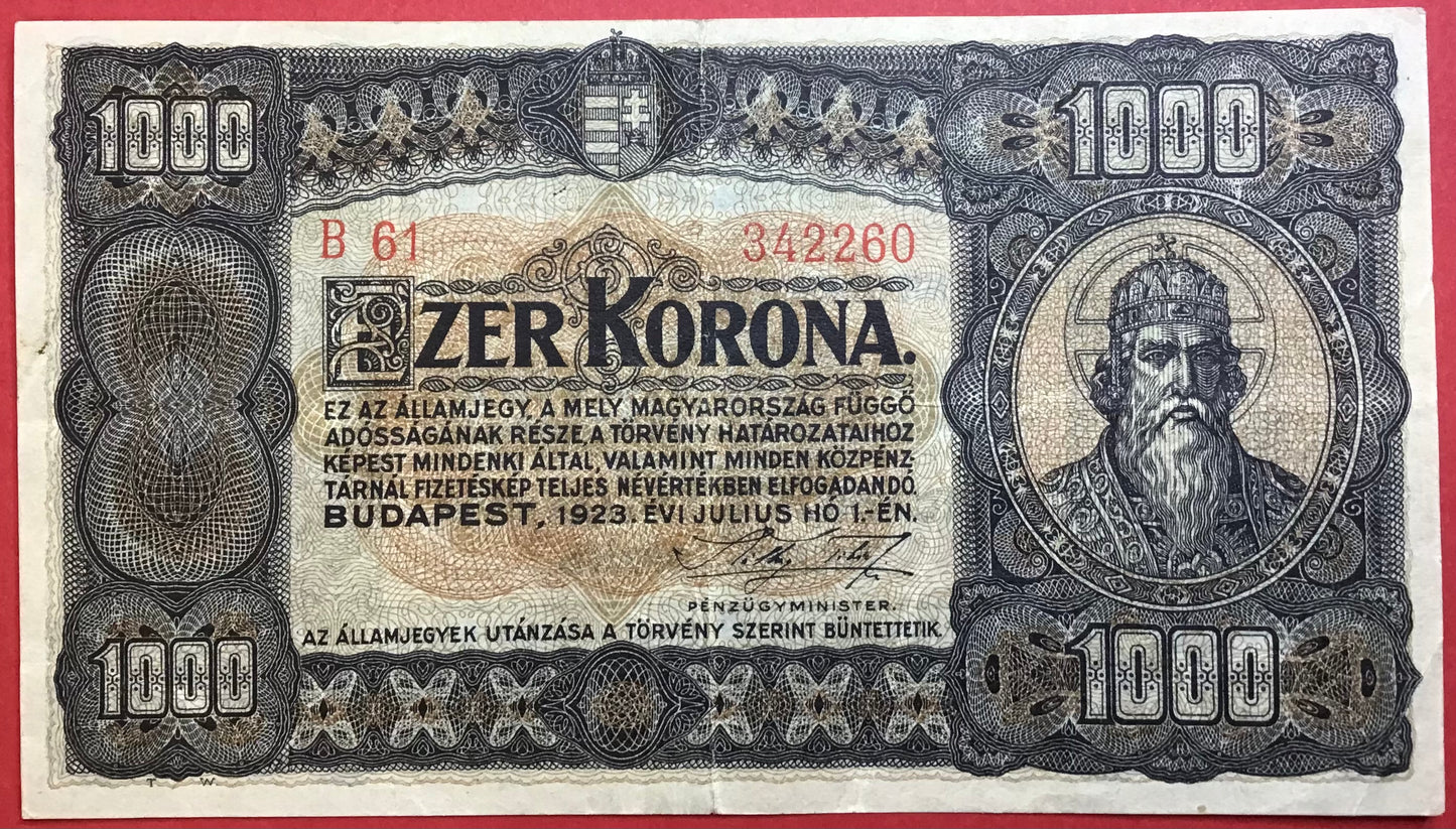 Hungary - 1000 Korona 1.7.1923 P#75b Kvalitet 1+
