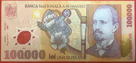 Romania - 100.000 Lei 2001 P#114 Kvalitet 01