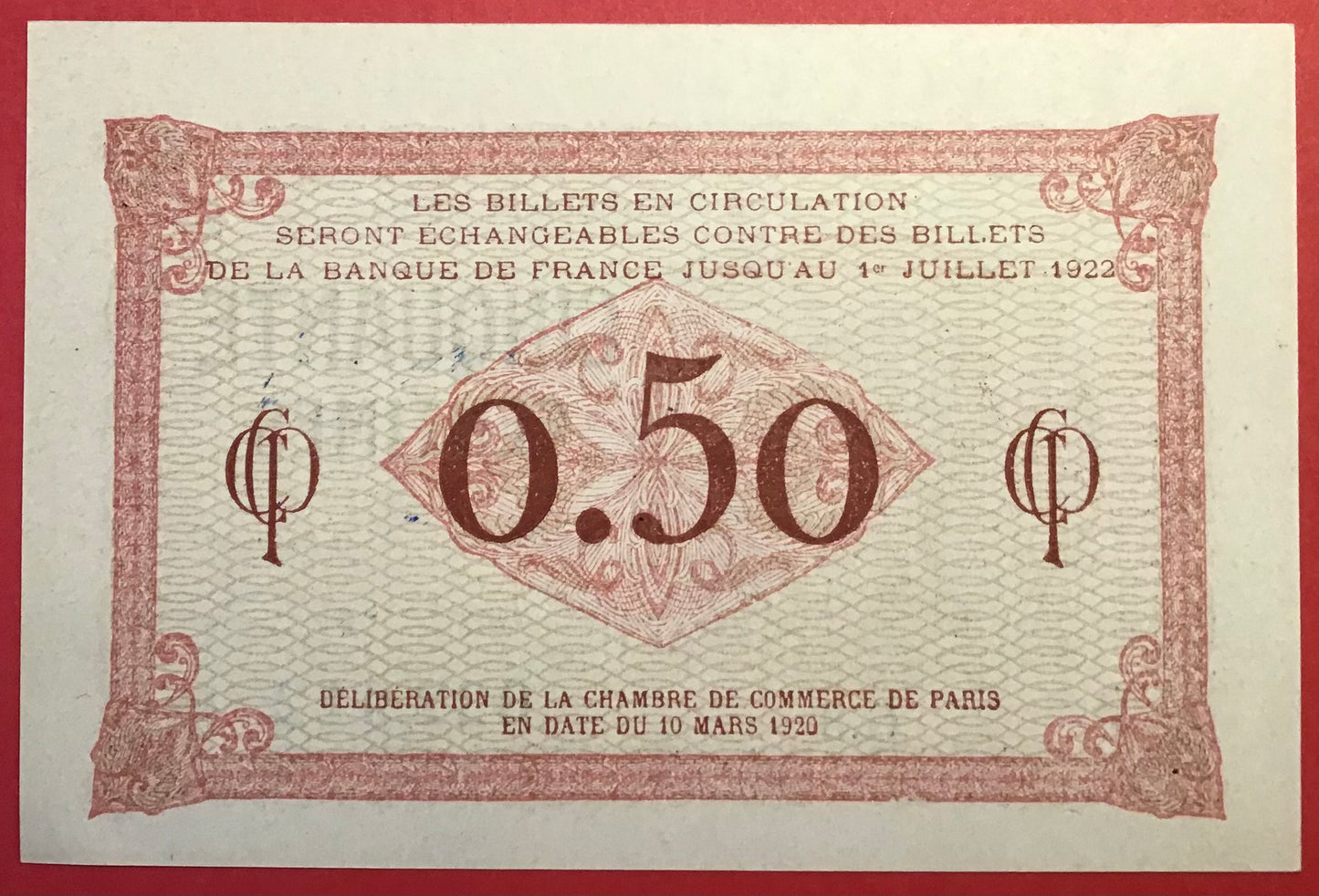France - 0.50 Centimes 1922 *Chambre De Commerce De Paris* 01/0