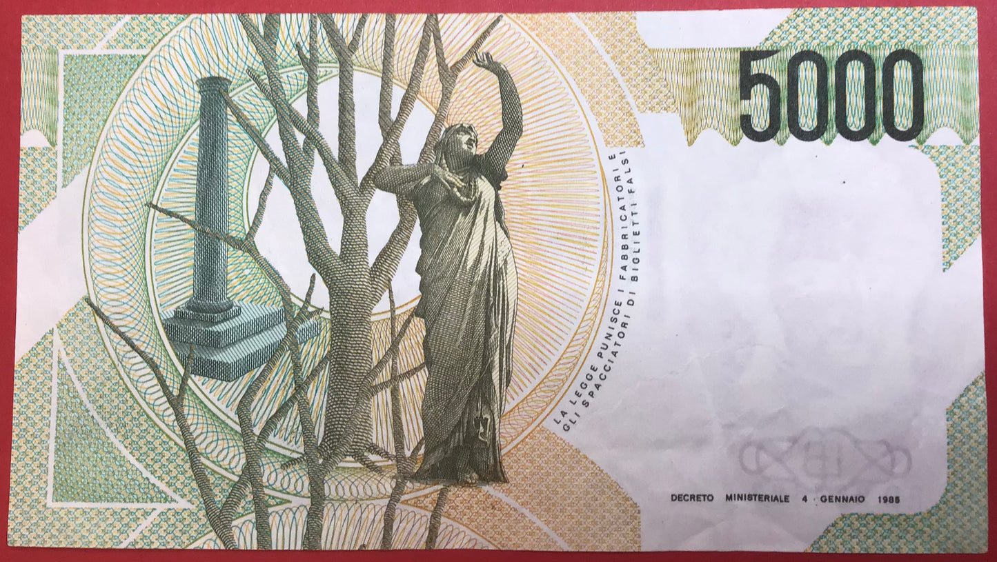Italy - 5000 Lire 4.1.1985 P#111c Kvalitet 1+