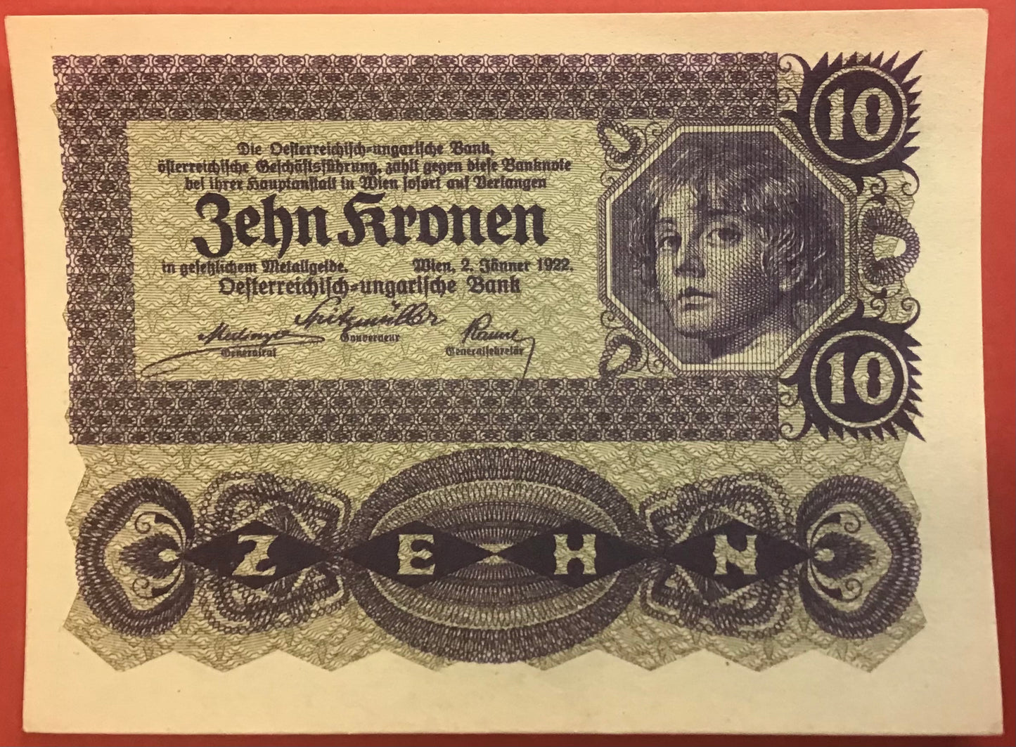 Austria - 10 Kronen 2.1.1922 P#75 Kvalitet 01