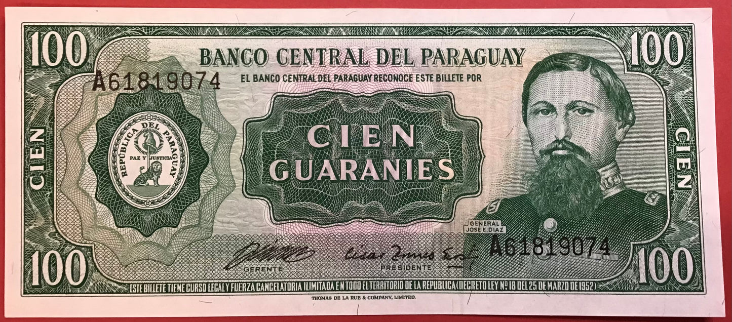 Paraguay - 100 Guaranies (1982) P#205 Kvalitet 0