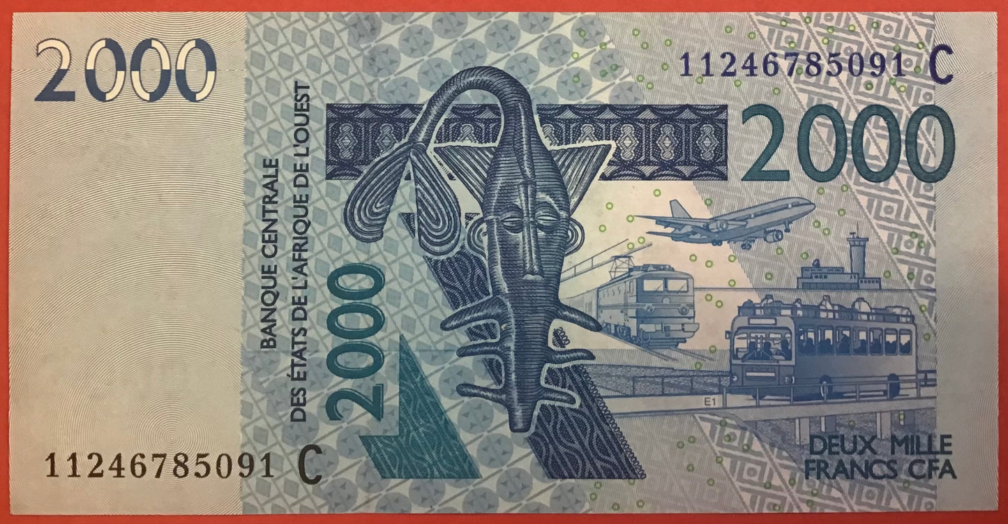 West African States/Burkina Faso - 2000 Francs 2011 P#316Cj Kvalitet 0