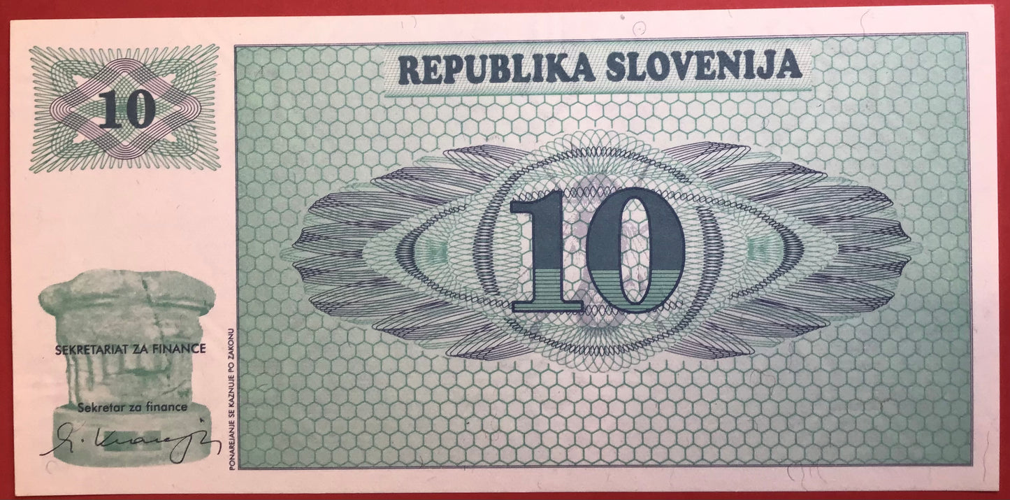 Slovenia - 10 Tolarjev 1990 P#4a Kvalitet 0