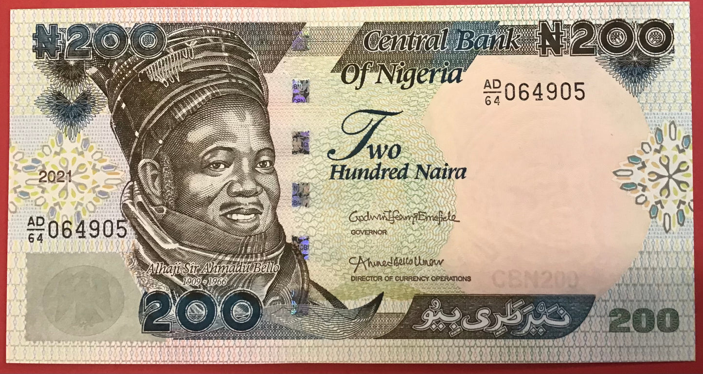 Nigeria - 200 Naira 2021 P#29 Kvalitet 0
