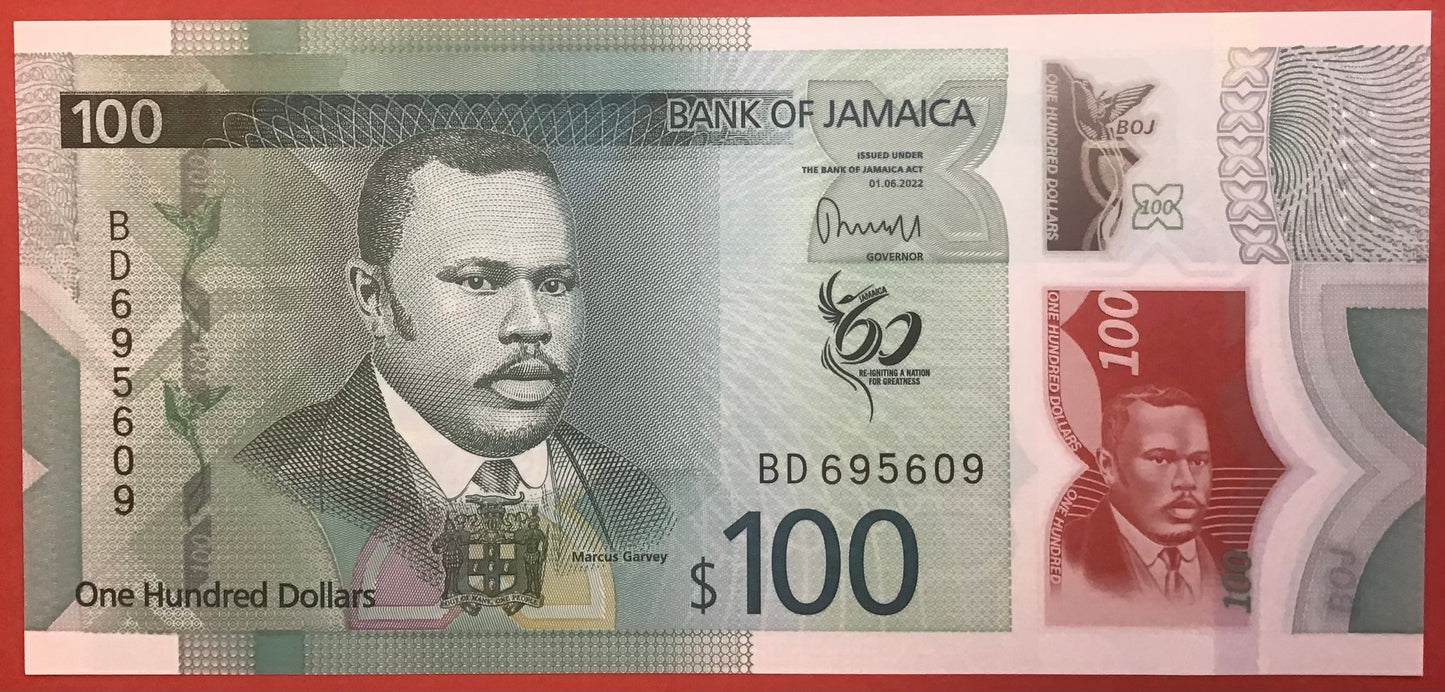 Jamaica - 100 Dollars 1.6.2022 P#W97 Kvalitet 0