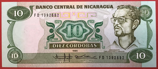 Nicaragua - 10 Córdobas 1985 P#151a Kvalitet 0