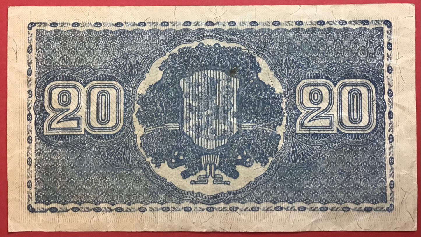 Finland - 20 Markkaa 1945 Litt.B P#86 Kvalitet 1