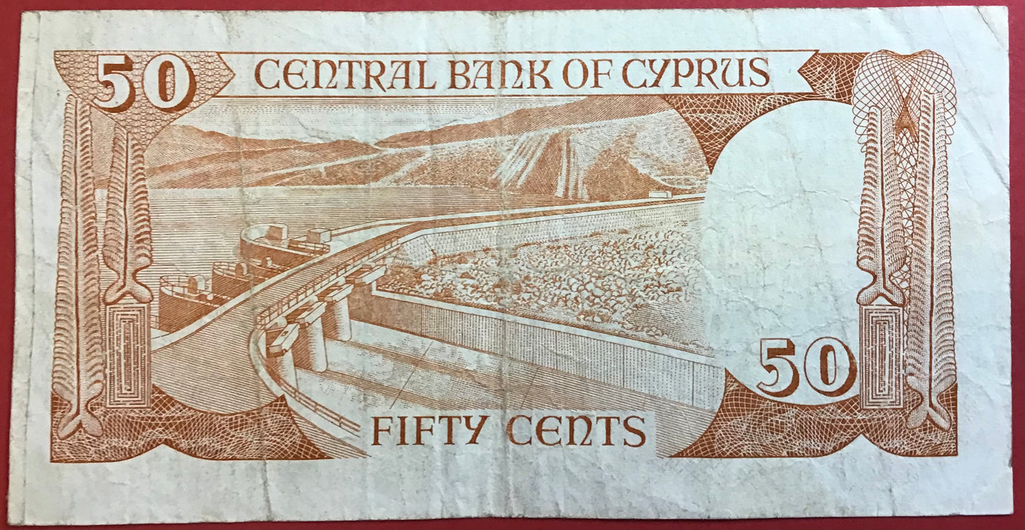 Cyprus - 50 Cents 1.4.1987 P#52 Kvalitet 1/1+