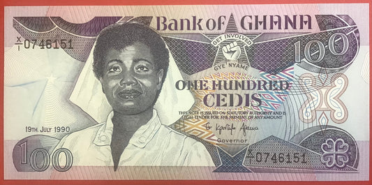 Ghana - 100 Cedis 19.7.1990 P#26b Kvalitet 0