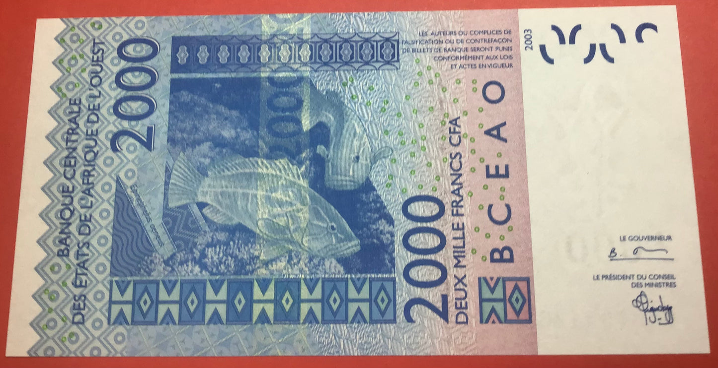 West African States/Benin - 2000 Francs 2004 P#216Bb Kvalitet 0