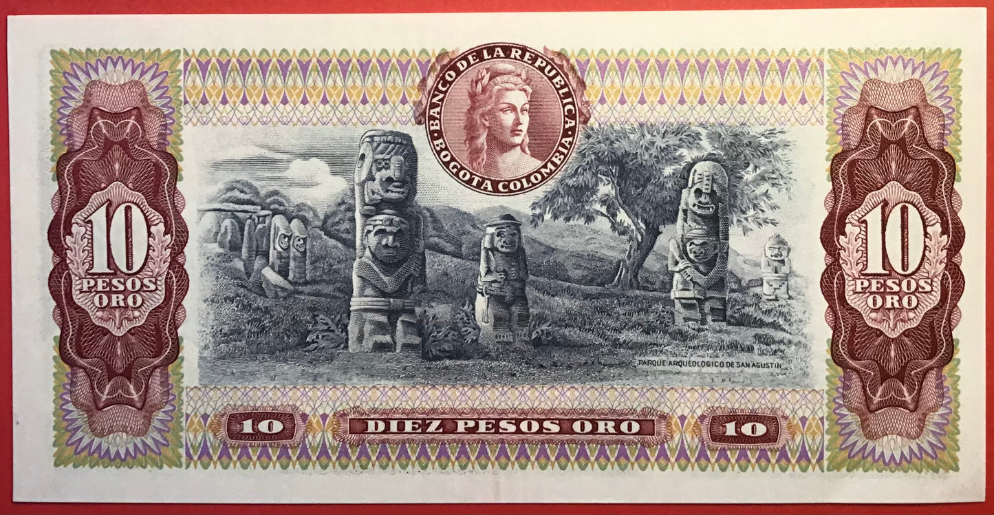 Colombia - 10 Pesos Oro 7.8.1980 P#407g Kvalitet 01