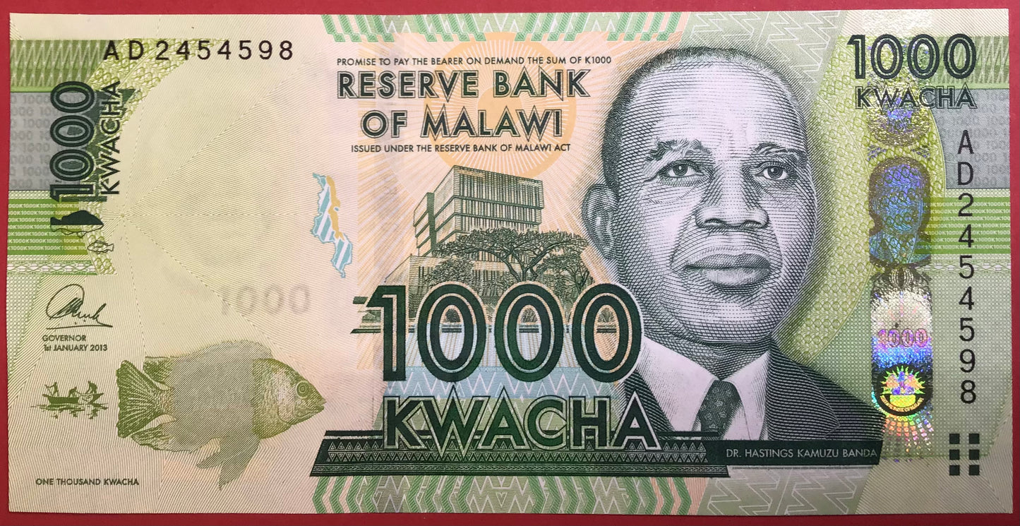 Malawi - 1000 Kwacha 1.1.2013 P#62b Kvalitet 0