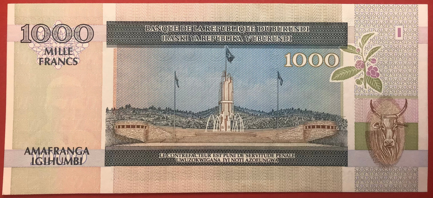Burundi - 1000 Francs 1.7.2000 P#39c Kvalitet 0
